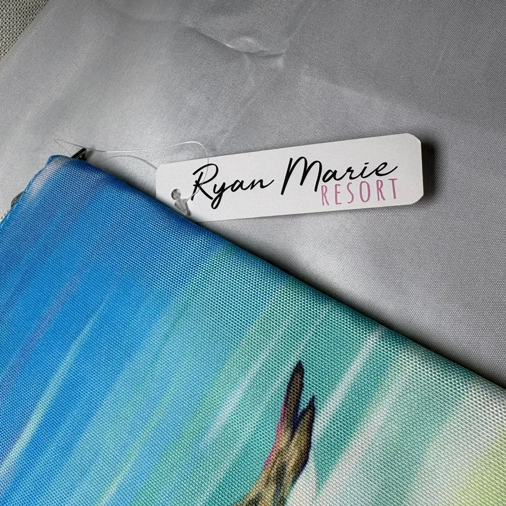 NWT Ryan‎ Marie Resort Sandpiper Beach Wristlet Pouch Blue Yellow Rope Handle